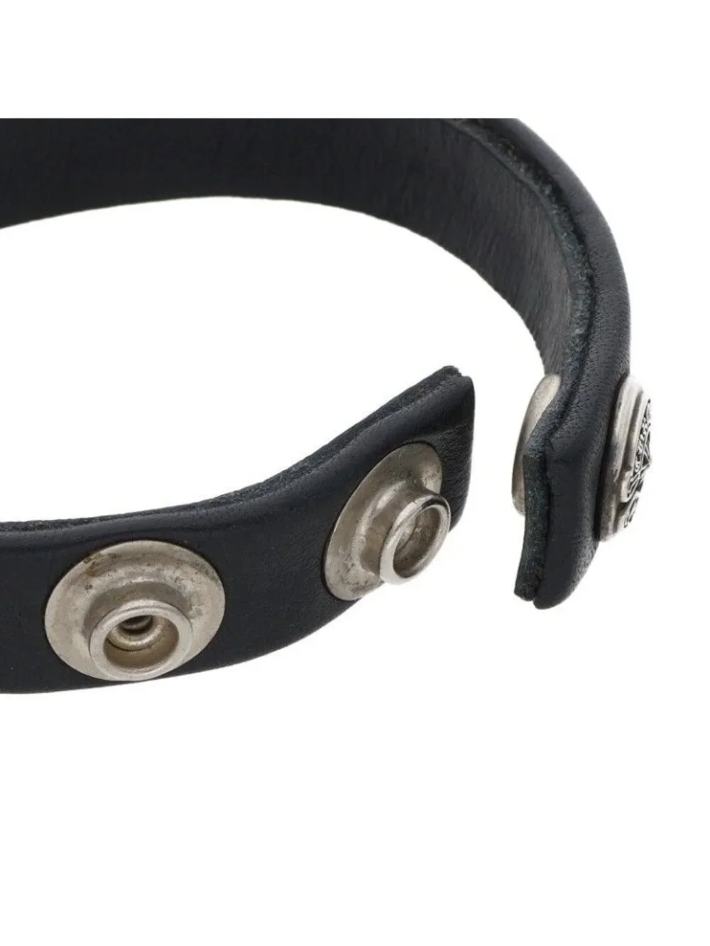 Chrome Hearts Single Spike 2 Snaps 1 Button Leather Bracelet